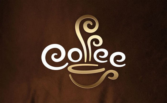 Chữ Coffee cách điệu, trông như một cốc cà phê đang tỏa hương ngào ngạt